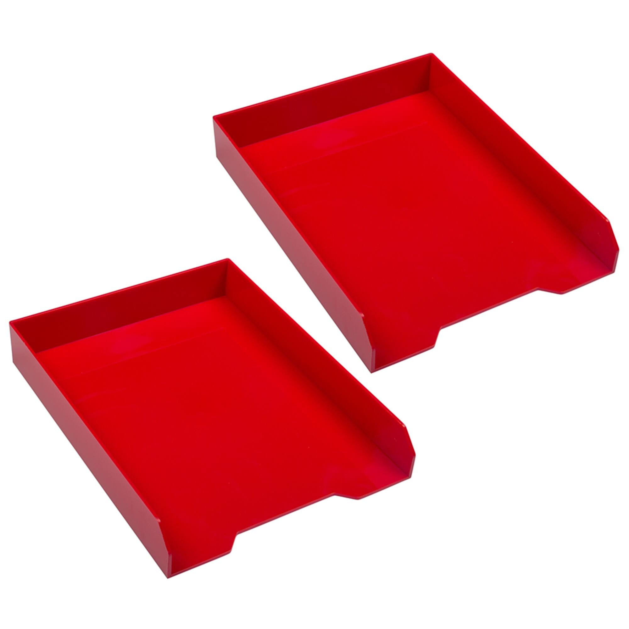 JAM Paper Red Stackable Deluxe Desktop Organizer Set